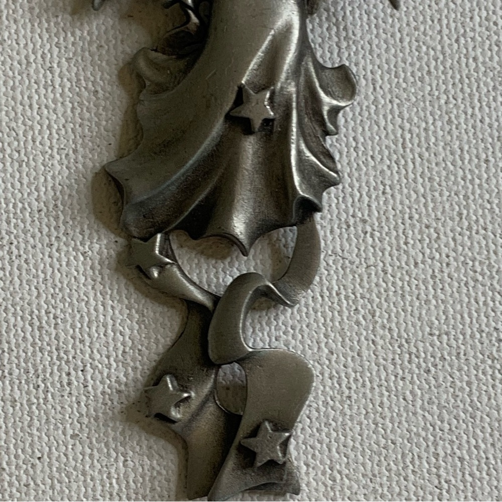 Large Pewter Angel Pendant Ornament Hanging Spiritual Guardian Angels Stars 3.5" - Picture 6 of 14
